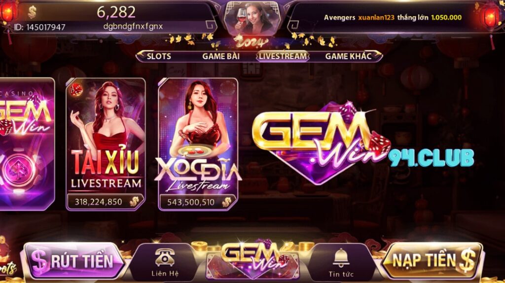 Live game hấp dẫn tại Gemwin